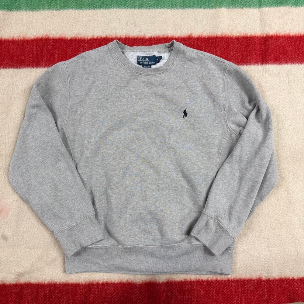 Vintage Polo Ralph Lauren Crewneck Sweatshirt Mens Medium Grey 90s SMALL MARK